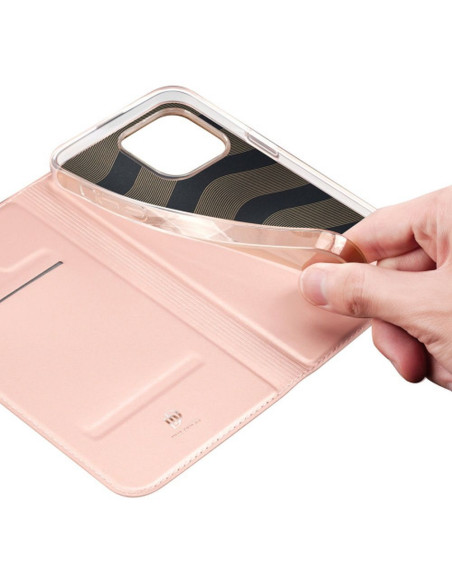 DUX DUCIS Skin Pro - Coque à rabat pour Apple iPhone 15 Pro rose