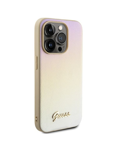 GUESS Coque pour IPHONE 14 Pro GUHCP14LPSAIRSD (Saffiano Iridescent Script) Or