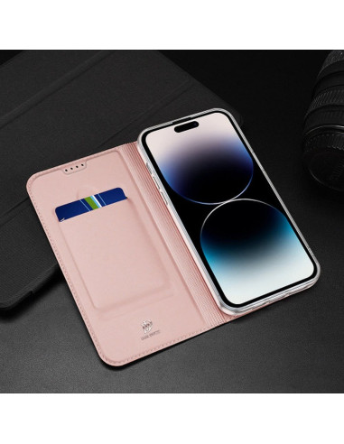 DUX DUCIS Skin Pro - Coque à rabat pour Apple iPhone 15 Pro rose