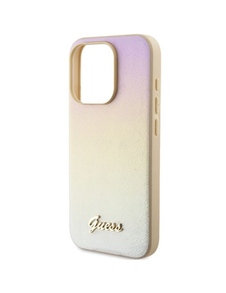 GUESS Coque pour IPHONE 14 Pro GUHCP14LPSAIRSD (Saffiano Iridescent Script) Or