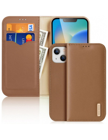 DUX DUCIS Hivo - Case en cuir pour Apple iPhone 15 marron