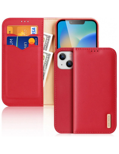 DUX DUCIS Hivo - Case en cuir pour Apple iPhone 15 rouge