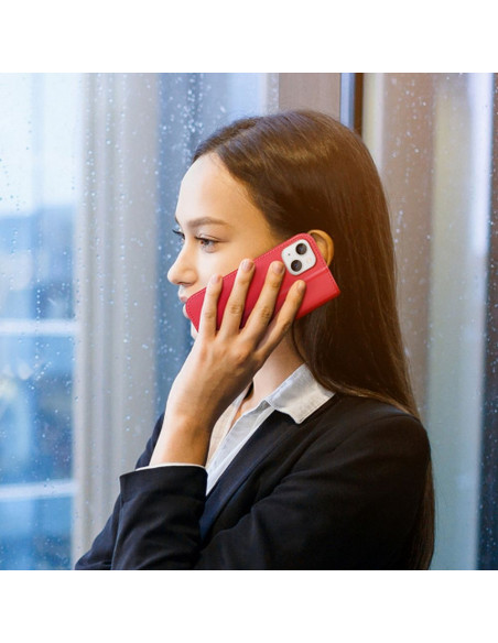 DUX DUCIS Hivo - Case en cuir pour Apple iPhone 15 rouge