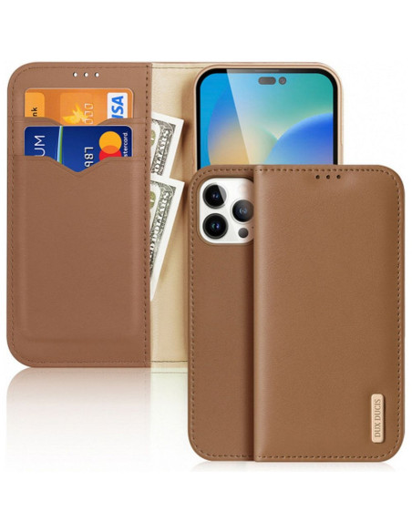 DUX DUCIS HIVO étui pour IPHONE 15 Pro marron