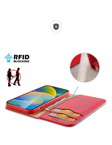 DUX DUCIS Hivo - Case en cuir pour Apple iPhone 15 Pro rouge
