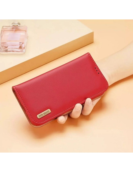 DUX DUCIS Hivo - Case en cuir pour Apple iPhone 15 Pro rouge