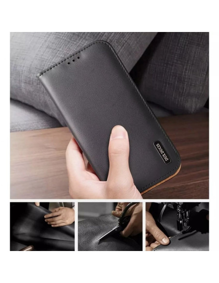 DUX DUCIS Hivo - Case en cuir pour Apple iPhone 15 Pro rouge