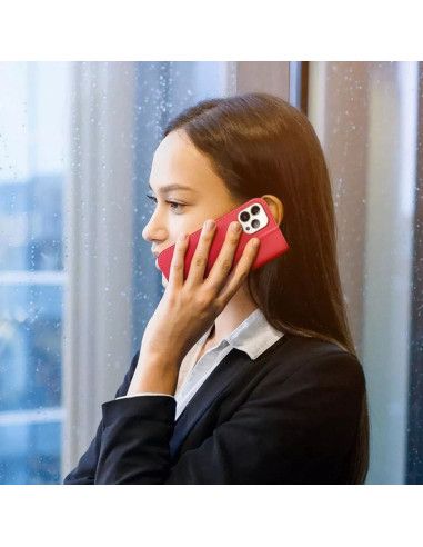 DUX DUCIS Hivo - Case en cuir pour Apple iPhone 15 Pro rouge