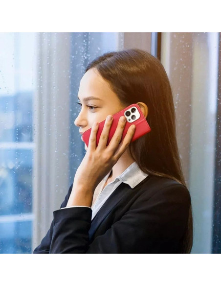 DUX DUCIS Hivo - Case en cuir pour Apple iPhone 15 Pro rouge