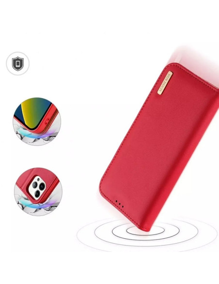 DUX DUCIS Hivo - Case en cuir pour Apple iPhone 15 Pro Max rouge