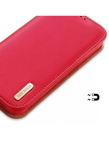 DUX DUCIS Hivo - Case en cuir pour Apple iPhone 15 Pro Max rouge