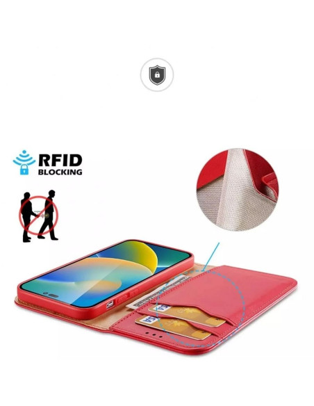 DUX DUCIS Hivo - Case en cuir pour Apple iPhone 15 Pro Max rouge