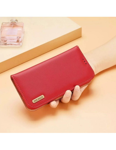 DUX DUCIS Hivo - Case en cuir pour Apple iPhone 15 Pro Max rouge