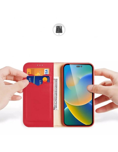 DUX DUCIS Hivo - Case en cuir pour Apple iPhone 15 Pro Max rouge