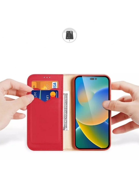 DUX DUCIS Hivo - Case en cuir pour Apple iPhone 15 Pro Max rouge