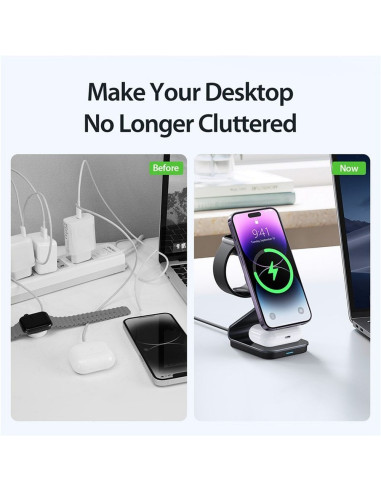 DUZZONA W15 - Chargement sans fil de bureau 3in1 15W
