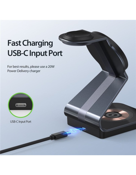 DUZZONA W15 - Chargement sans fil de bureau 3in1 15W