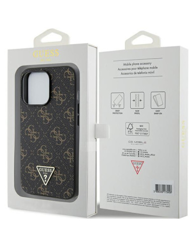 Coque GUESS pour IPHONE 14 Pro GUHCP14LPG4GPK (4G Triangle Metal Logo) noir