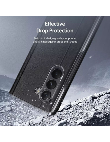 DUX DUCIS Bril - Case en cuir pour Samsung Galaxy Z Fold5 5G noir