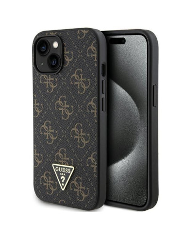 Coque GUESS pour IPHONE 13 / 14 / 15 GUHCP15SPG4GPK (4G Triangle Metal Logo) noir