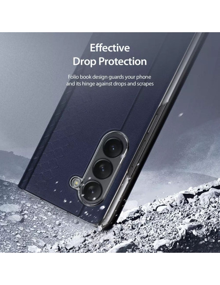 DUX DUCIS Bril - Case en cuir pour Samsung Galaxy Z Fold5 5G bleu