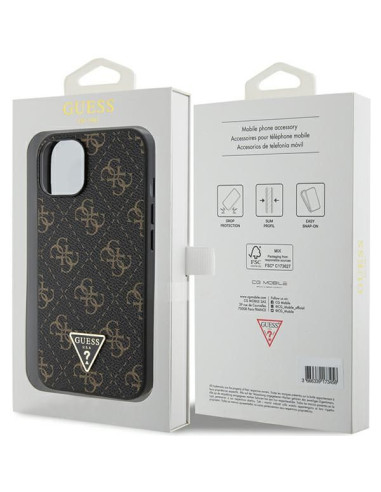 Coque GUESS pour IPHONE 13 / 14 / 15 GUHCP15SPG4GPK (4G Triangle Metal Logo) noir