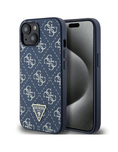 Coque GUESS pour IPHONE 13 / 14 / 15 GUHCP15SPG4GPB (4G Triangle Metal Logo) bleu