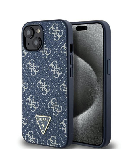 Coque GUESS pour IPHONE 13 / 14 / 15 GUHCP15SPG4GPB (4G Triangle Metal Logo) bleu