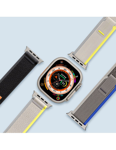 DUX DUCIS Bracelet en nylon YJ pour Apple Watch 42 / 44 / 45 / 49 mm bleu gris