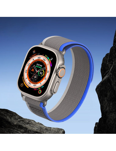DUX DUCIS Bracelet en nylon YJ pour Apple Watch 42 / 44 / 45 / 49 mm bleu gris