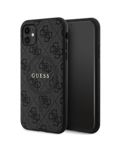 Véritable GUESS Case GUHMN61G4GFRK pour iPhone 11 (Compatible avec Magsafe / 4G Ring classic logo / noir)