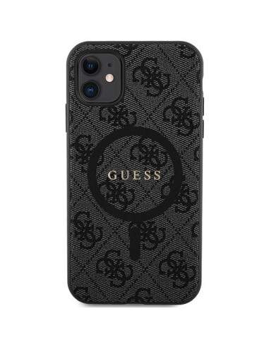 Véritable GUESS Case GUHMN61G4GFRK pour iPhone 11 (Compatible avec Magsafe / 4G Ring classic logo / noir)