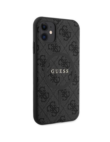 Véritable GUESS Case GUHMN61G4GFRK pour iPhone 11 (Compatible avec Magsafe / 4G Ring classic logo / noir)