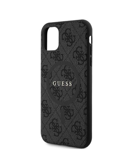 Véritable GUESS Case GUHMN61G4GFRK pour iPhone 11 (Compatible avec Magsafe / 4G Ring classic logo / noir)