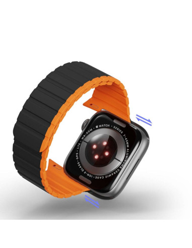 DUX DUCIS LD - Bracelet en silicone pour Apple Watch 38/40/41mm noir/orange