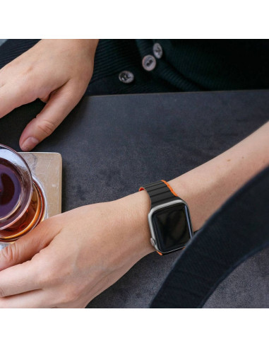 DUX DUCIS LD - Bracelet en silicone pour Apple Watch 38/40/41mm noir/orange