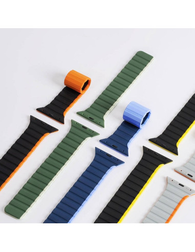 DUX DUCIS LD - Bracelet en silicone pour Apple Watch 38/40/41mm noir/orange