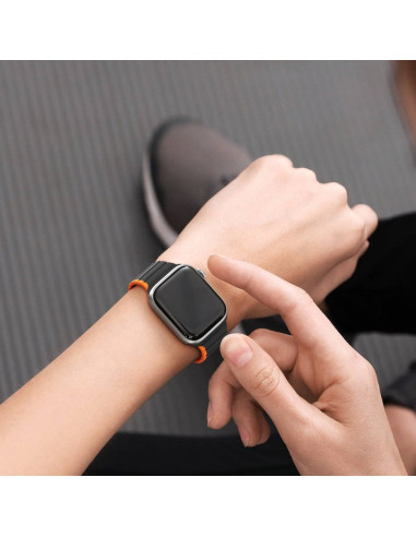 DUX DUCIS LD Bracelet en silicone pour Apple Watch 42 / 44 / 45 mm noir et orange