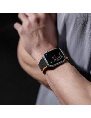DUX DUCIS LD Bracelet en silicone pour Apple Watch 42 / 44 / 45 mm noir et orange