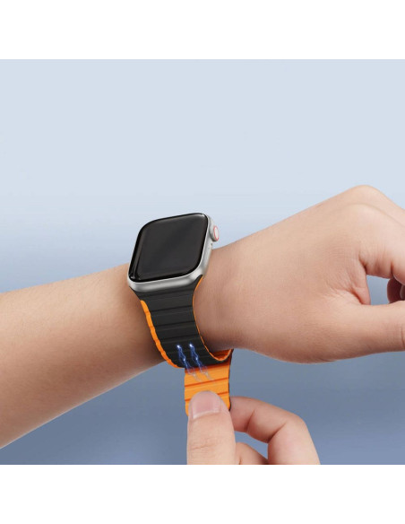 DUX DUCIS LD Bracelet en silicone pour Apple Watch 42 / 44 / 45 mm noir et orange