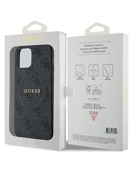 GUESS case for IPHONE 12 / 12 Pro compatible with MagSafe GUHMP12MG4GFRK (4G Ring classic logo) black