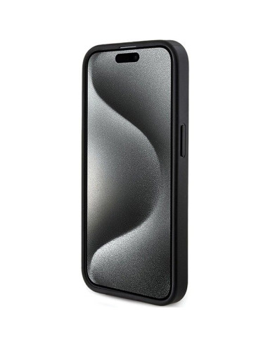 Véritable GUESS Case GUHMP13LG4GFRK pour iPhone 13 Pro (Compatible avec Magsafe / 4G Ring classic logo / noir)