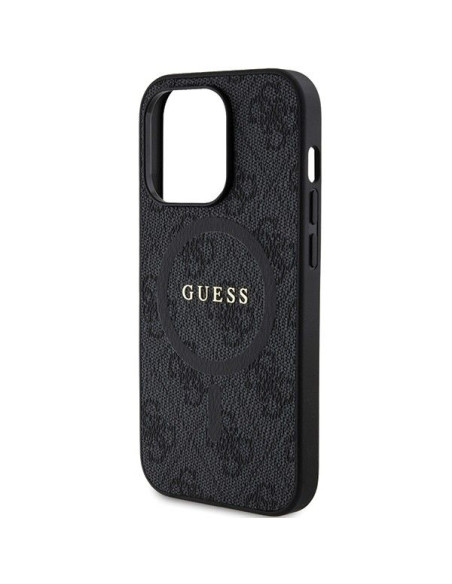 Véritable GUESS Case GUHMP13LG4GFRK pour iPhone 13 Pro (Compatible avec Magsafe / 4G Ring classic logo / noir)