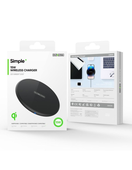 DUZZONA W11 - Chargeur inductif compatible MagSafe 15W noir