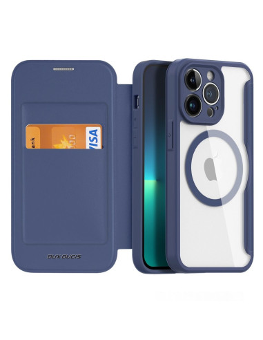 DUX DUCIS Skin X Pro - Coque à rabat compatible MagSafe pour Apple iPhone 14 Pro Max bleu