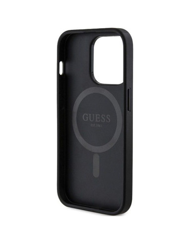 Véritable Case GUESS GUHMP13XG4GFRK pour iPhone 13 Pro Max (Compatible avec Magsafe / 4G Ring classic logo / noir)