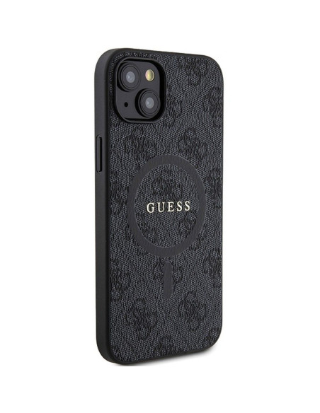 Véritable GUESS Case GUHMP14SG4GFRK pour iPhone 14 (Compatible avec Magsafe / 4G Ring classic logo / noir)