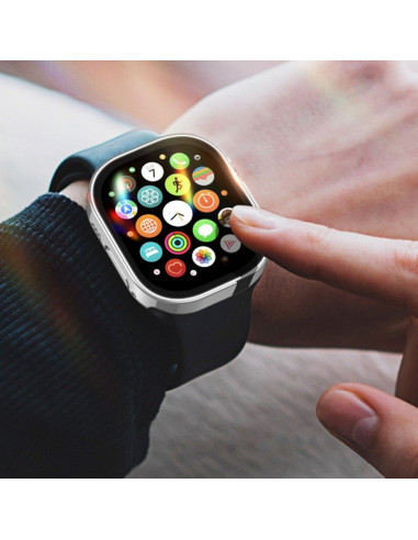 DUX DUCIS Hamo - Coque de protection avec verre pour Apple Watch Ultra/Ultra2 49mm argenté.