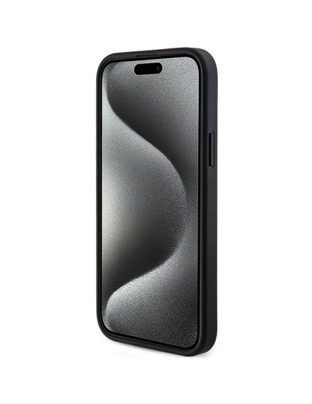 Véritable GUESS Case GUHMP14SG4GFRK pour iPhone 14 (Compatible avec Magsafe / 4G Ring classic logo / noir)