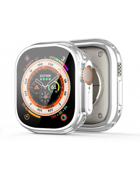 DUX DUCIS Samo - Coque de protection en TPU souple avec verre pour Apple Watch Ultra/Ultra 2 49mm argenté.